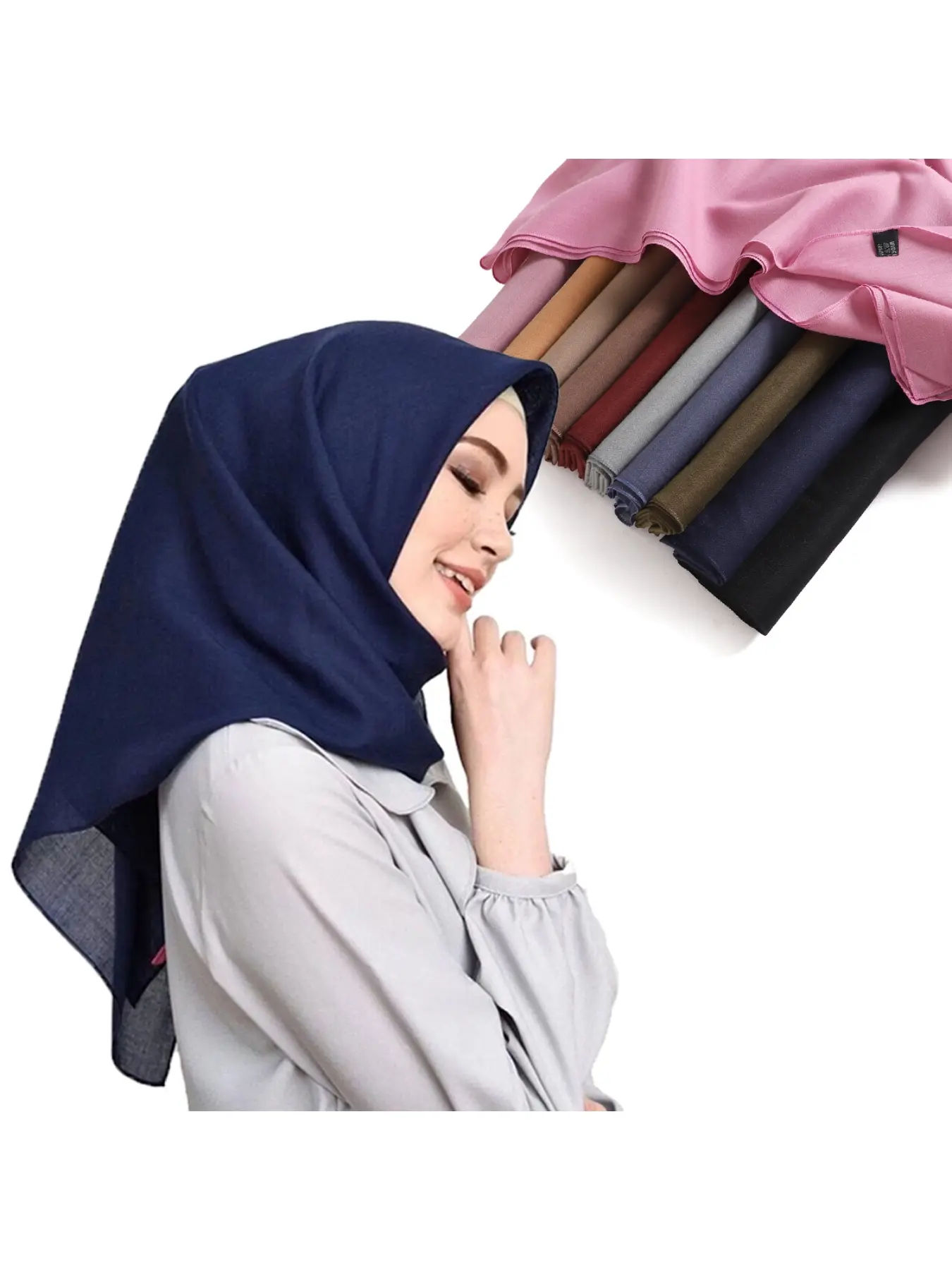 High-quality encrypted Bali large-size Malay square scarf shawl pure color headscarf Modest Hijab Modesty Hijab For Muslim