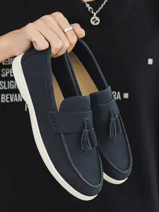 Men's Fashion Loafers with Tassel Decor, PU Leather Casual Shoes, Lightweight Slip-On Design for All Seasons, Daily Wear & Campus Style