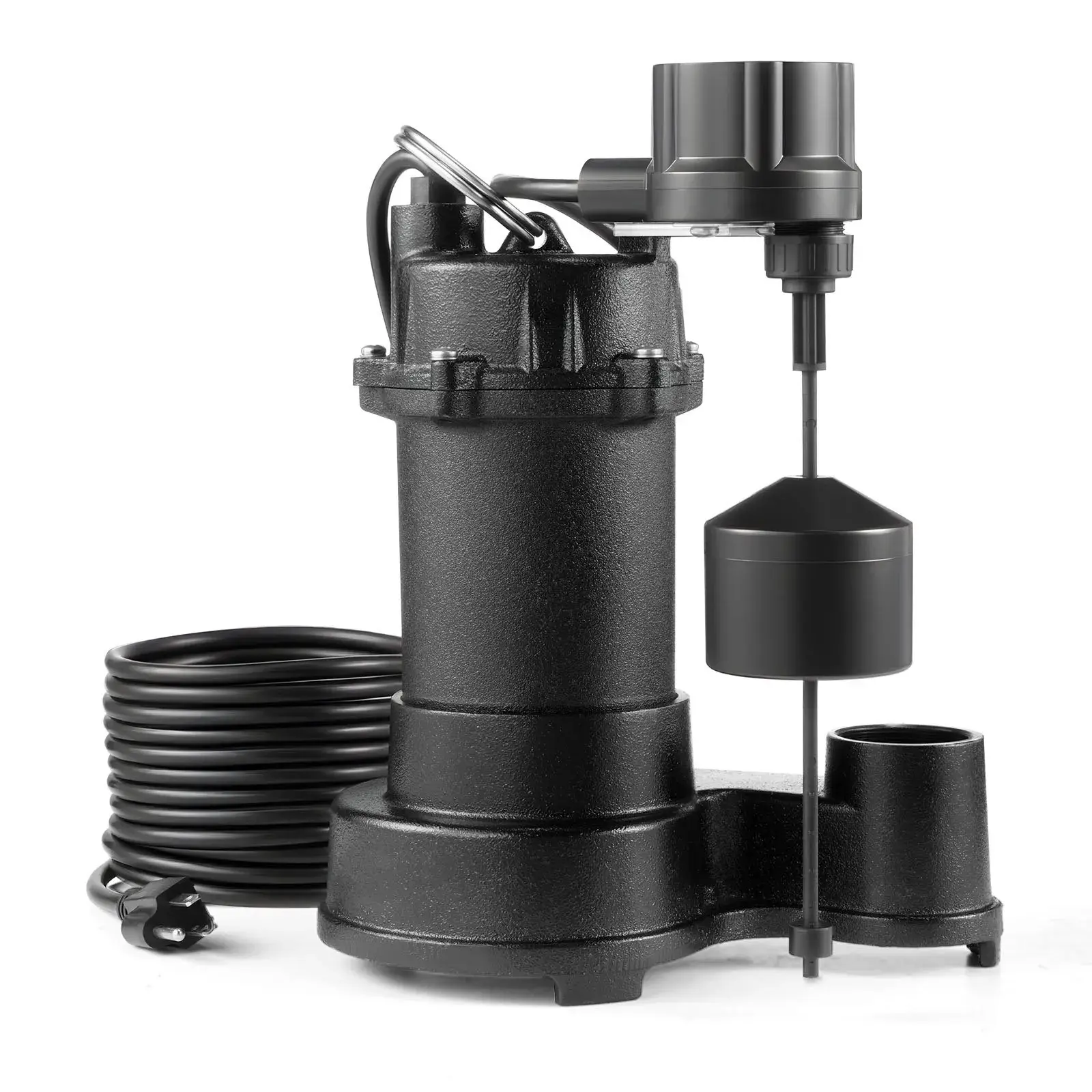 【Summerfinds】VEVOR 1/3 HP Cast Iron Submersible Sewage Pump, 3000 GPH Centrifugal Pump with Automatic Float Switch, 1.5-Inch NPT Discharge, 120V, 25 ft Lift, IPX8 Waterproof, Energy Saving, Easy Installation for Basement Draining Basements, Copper, Ip, Np