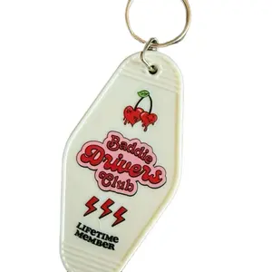 Sassy Acrylic Keychain Baddie Drivers Club Lifetime Member with Cherry Design and Lightning Bolts