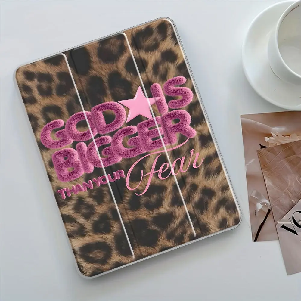 Leopard print Clear Acrylic Protective Case Compatible with Ipad 10th Generation Case, for Ipad Air 11 Inch Case with Pencil Holder, Trifold Stand Protective Cover, Auto Wake/Sleep, Birthday Gifts for Teen Girls, Protective Casing, Tablet Accessories