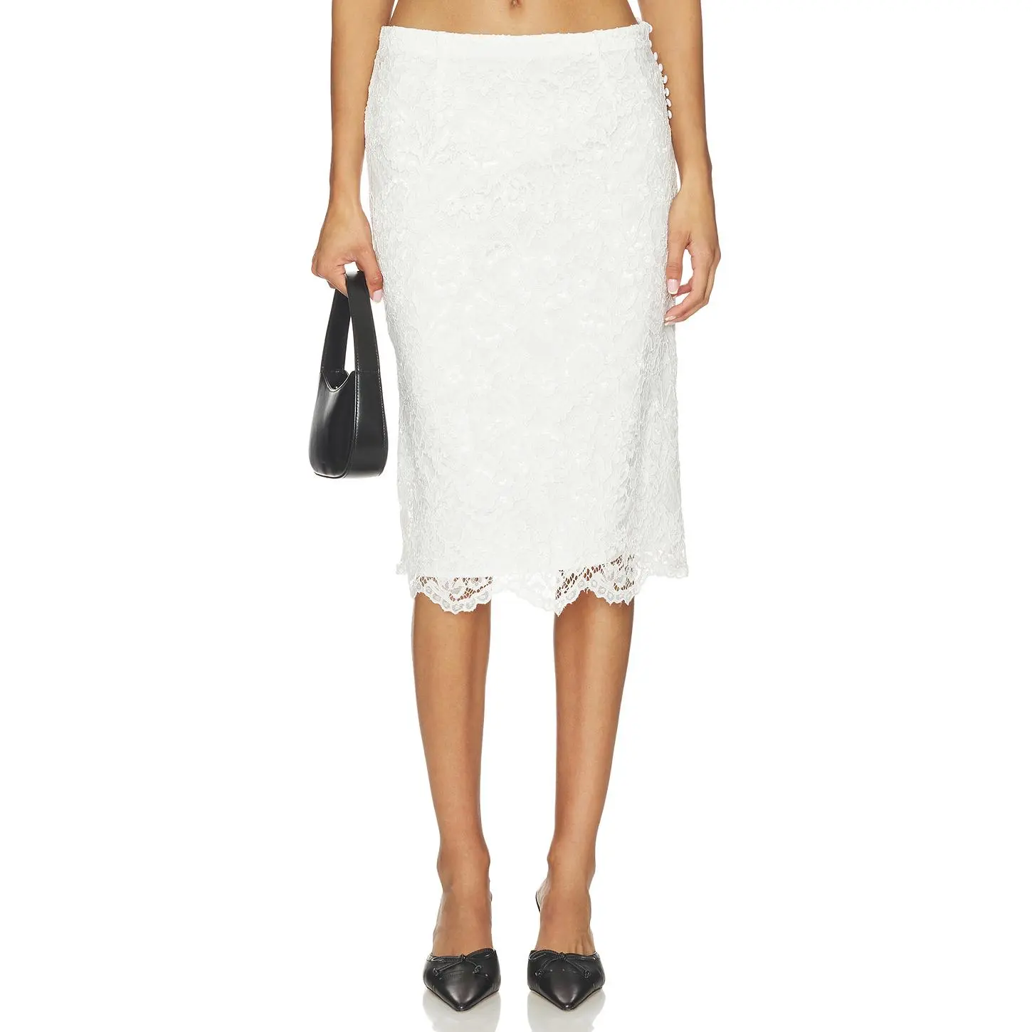 Frankies Bikinis X Paige Lorenze Honeymoon Lace Midi Skirt in Sunday Ceremony