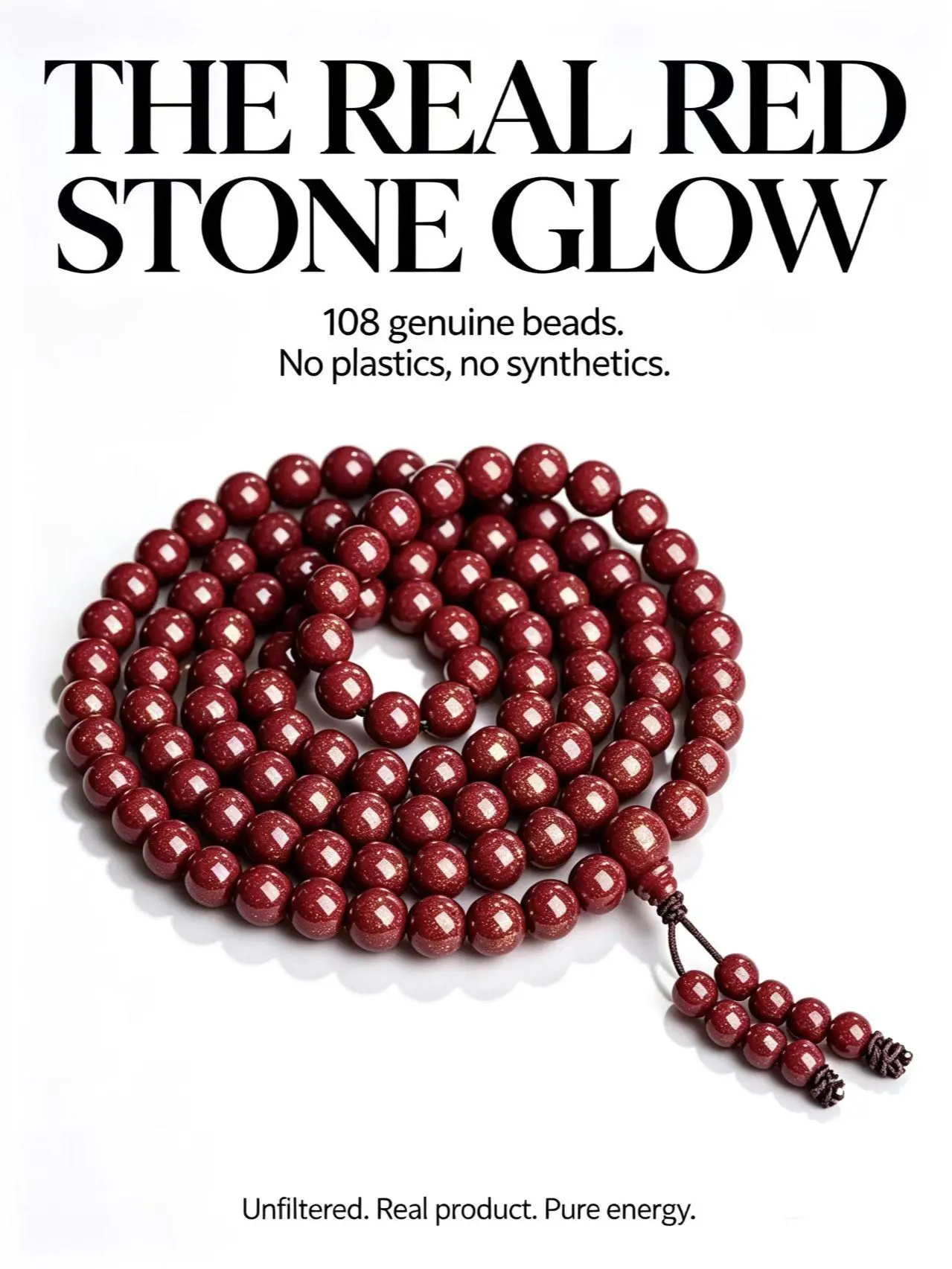 108 Beads Cinnabar Bracelet - Natural Purple Gold Sand Multi-Wrap Mala for Good Luck & Positive Energy campingessentials