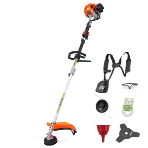 VEVOR 26cc 2 in 1 Weed Wacker Gas Powered, 10" Brush Cutter, Shoulder Strap & 3T Blade, 2-Stroke Heavy-Duty Gas Weed Wacker for Quick Grass Cleaning