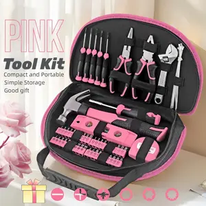 63PCS Pink Tool Kit, A High-end Tool Kit Designed Specifically For Women, Including SmallTools Such As Tape Measures And Screwdrivers.More Suitable For Women, Christmas Gift