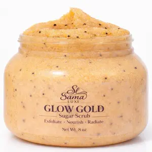 Sama Luxe Glow Gold Sugar Scrub Exfoliate Nourish Radiate Glowing Skin in Minute 8 oz