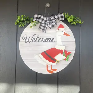 Cute Goose Sign for Front Door 16pcs Interchangeable Goose Sign Say Welcome Goose Wooden Sign for Summer Seasonal Holiday Changeable Welcome Decoration for Door Hanger Farmhouse Porch Geese Outdoor,Gift for Goose Lovers