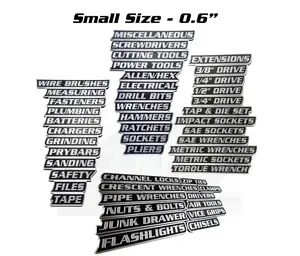 ColKy Designs - Full Shop Set – Small Size 0.6" - 48 Pack Magnetic Toolbox Label Badges – High Quality 3D Printed organization Labels Badges and Emblems for Metal Cabinets, Drawers, Tool box , Decor Plastic Gift