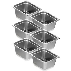VEVOR 6 Pack Hotel Pans, 1/2 Size Anti-Jam Steam Pan, 0.8mm Thick Stainless Steel Restaurant Steam Table Pan, 6-Inch Deep Commercial Table Pan, Catering Storage Food Pan, for Industrial & Scientific Sturdy Kitchen