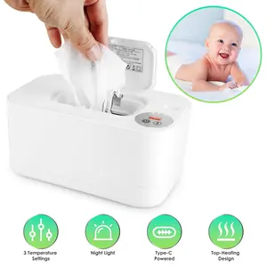 Baby Wipe Warmer With 3 Temperature Settings Type-C Powered Baby Wet Wipes Dispenser With Night Light Large Capacity Diaper Wipe Warmer For Baby,summervibes