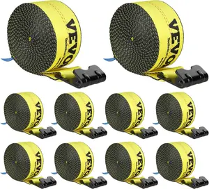 Truck Straps,Winch Straps 4" x30' Heavy Duty Tie Down w/Flat Hooks 18,000lbs Break Strength, WLL# 6000lbs, Cargo Straps tie Down for Flatbeds, Trucks, Trailers, Farms, Rescues, Tree Saver, Yellow(10 Pack)
