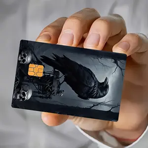 Crows & Skeletons Credit Card Sticker Decal Used for EBT, Transportation, Keys, Credit Cards, Debit Cards, Card Skins, Protect Bank Cards, No Bubbles, Suitable for Small Chip Cards