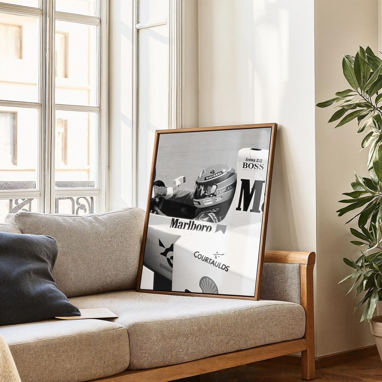 Marlboro - Ayrton Senna Poster,black And White F1 Poster - Image 8