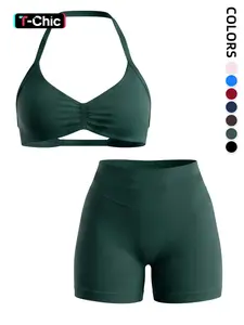 Summer Halter Bra and Shorts Set, Seamless Shaping Gym Wear, Workout Sets Women, Strong Support, High Elasticity, Ideal for Women, Perfect for Fitness, Fitness Clothes