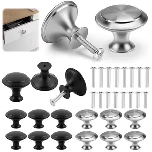 Round Cabinet Knobs Stainless Steel Furniture Handles with Screws, Modern Mushroom Shape Pulls for Kitchen Bathroom Closet Drawers
