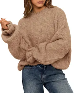 BTFBM Women's Oversized Sweater Crewneck Long Sleeve Fuzzy Knit Chunky Pullover Sweaters 2025 Fall Winter Trendy Outfits