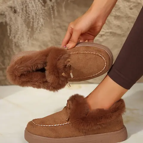 Women's Fashionable Warm Ankle Boots, Fall Boots, Size 36-43, Casual Round Toe Thick Sole Shoes, Comfortable Winter Footwear for Women