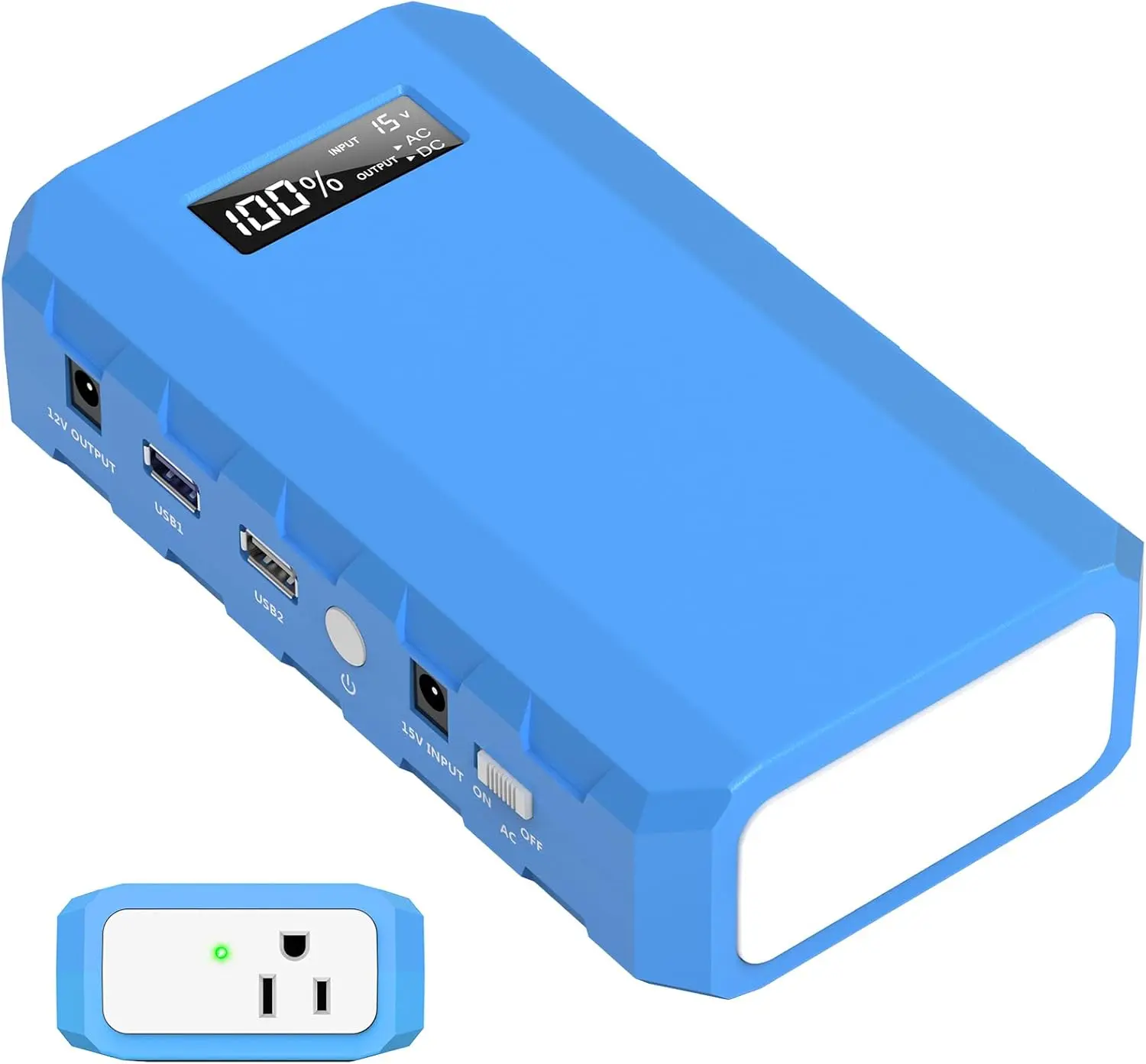 Portable Power Station with AC Outlet,  65W/110V External  Pack 24000mAh/88.8Wh Power Pack, Portable Power Source  Backup for Outdoor Tent Camping Home Blue