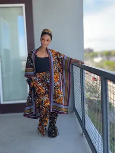 Royal Fusion Set - Stylish Floral Kimono & High-Waisted Pants for Women