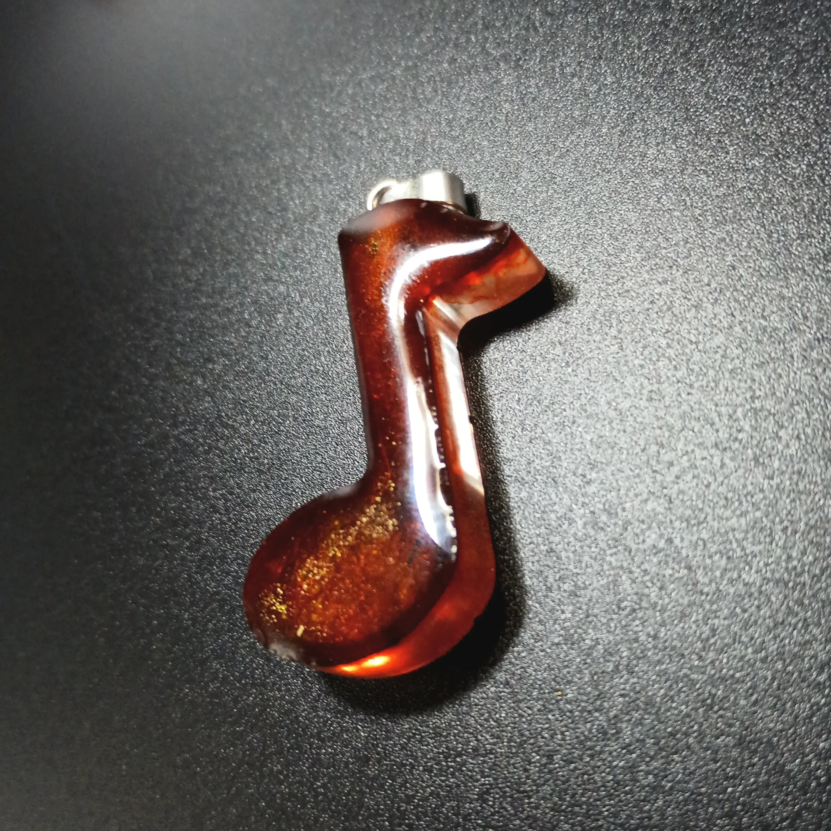 High-Quality Resin Music Note Pendant Necklace - Unisex Design - Handmade with Epoxy Resin, Mica Powder, Alcohol Ink & Acrylic Paint - 18" Hematite-Coated Chain Included