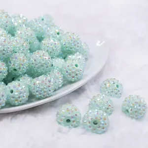 16mm Aqua Marine Rhinestone AB Chunky Bubblegum Jewelry Beads