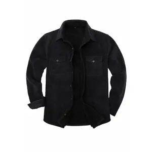 FlannelGo Men's Casual Polyester Plaid Flannel Shirt Coat - Soft Sherpa-Lined, Long-Sleeve Menswear Garment with Pockets, Adjustable Sleeves, Fleece Layer for Outdoor Use