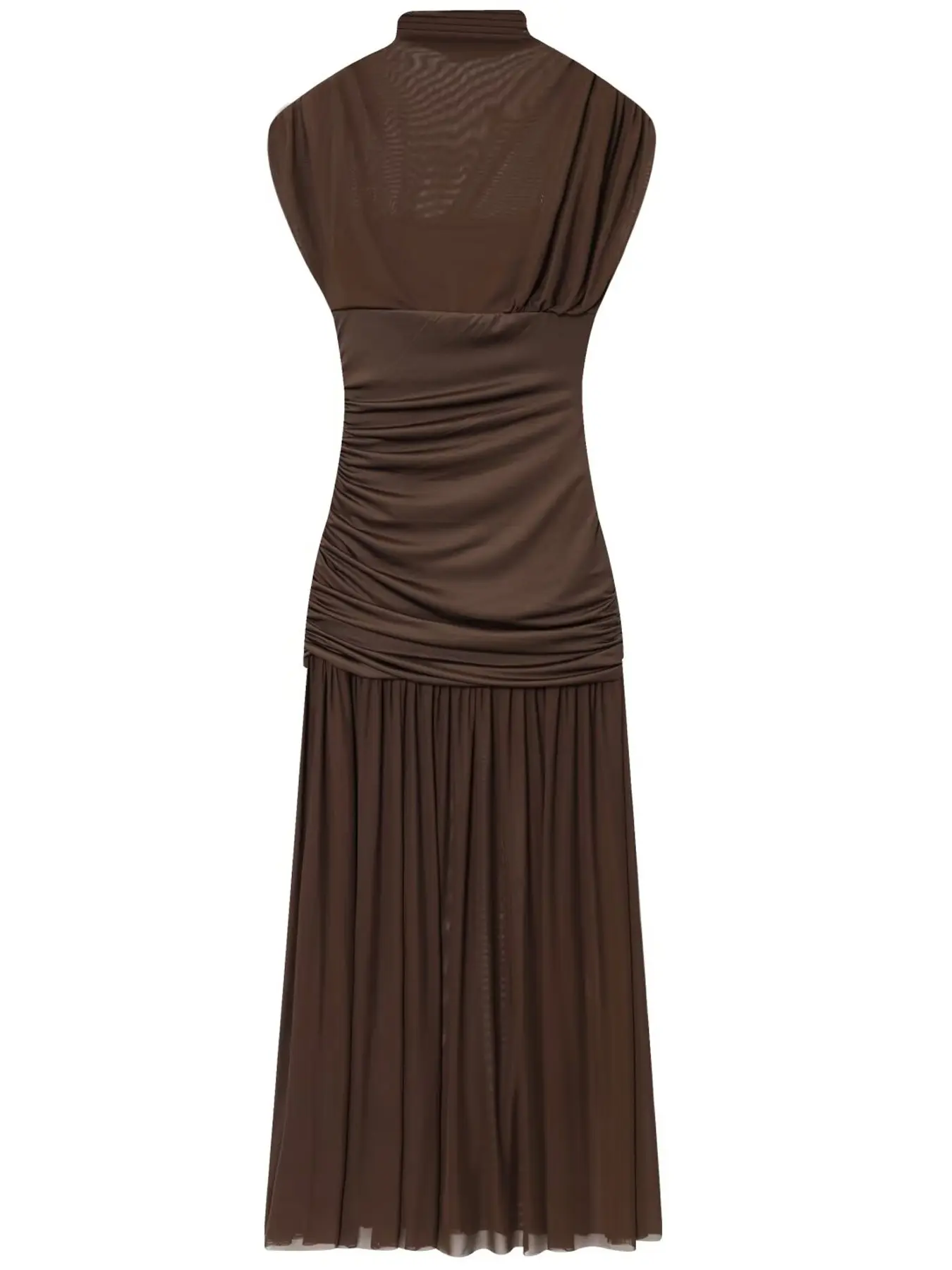Brown Mesh Dress Womens Dresses Summer 2026 Elegant Party Dresses Chic  O-Neck Ruched Maxi Dress Ruffled Sleeveless Long Dresses Ladies Fashion  Vacation Vestidos, Gowns, Womenswear - TikTok Shop