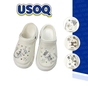USOQ Shoe Charms For Crocs Premium Rhinestone Shoe Clasp Pearl Accessories Removable DIY Clasp Slipper Decorations cool mom