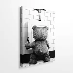 Funny Bathroom Canvas Wall Art Print with Hook Frameless Decor for Living Room Bedroom Office Toilet Restroom Motivational Dark Print