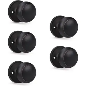 5 Pack Single Sided Dummy Door Knob Bronze Closet Door Knob, Reversible for Left or Right Handed Doors, Oil Rubbed Bronze Interior Door Knob