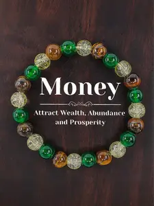 Attract Wealth, Abundance and Prosperity Natural Crystal Bracelet, Lucky Stones, Quartz, East Turquoise, Peacock Stone, Perfect Gift for Friends, Money