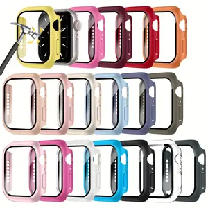 18-Pack Watch Case Compatible with Apple Watch 40mm/44mm/45mm/46mm, built with ultra-thin tempered glass screen protector, Durable full coverage anti-scratch hard protective cover for iWatch, Smartwatch Accessories