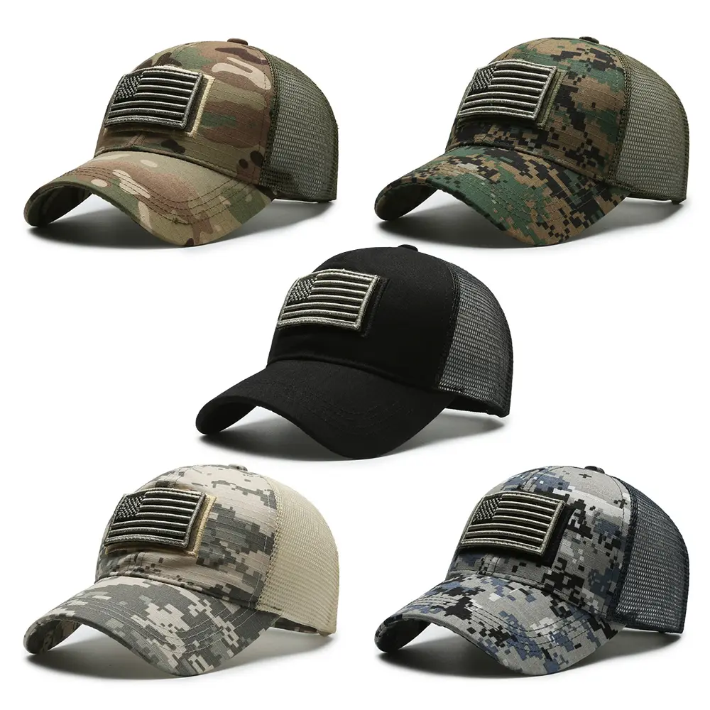Yeomoo Classic Base Style Men Baseball Cap Tactical Patch Baseball Cap - Outdoor Camo Mesh Hat for Men - Adjustable Velcro Patch Sun Hat for Hiking, Fishing, and Daily Wear summerwins