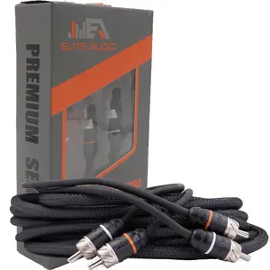 Elite Audio EA-PRM15 15ft Male-to-Male RCA Cable - Premium 2-Channel Twisted Pair, Noise Reduction, Oxygen-Free Copper, Durable Car Accessory for Devices