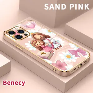 Electroplated Phone Case for iPhone 15 Pro Max 16 14 Plus 13 12 11 Divine Child Encounter Soft TPU Silicone Dirt-proof Easy to Clean Soft Cover Gift
