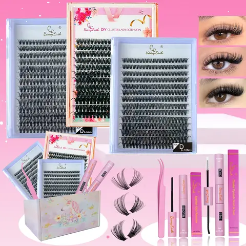 Individual Cluster, DIY Volume Eyelashes, Volumized False Eyelashes with Lash Remover & Lash Bond Seal & Tweezers Kit, 3 Boxes Natural Look Curly False Eyelashes for DIY Home Lash Extensions, 30P Diy Fluffy Lash Clusters for Makeup Use, Mixed Lengths