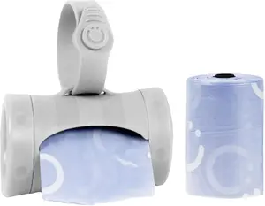 Retractable On the Go Bag Dispenser for Travel, Diaper Bag Accessory Must Have for Newborn, Helpful Item, Baby Gift, Lavender Scented, Gray