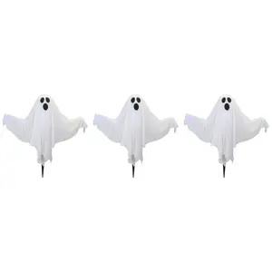 Northlight S/3 Lit White Ghost Halloween Lawn Stakes