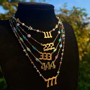 Angel Number Gold Necklaces jewelry women charm necklace