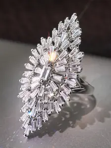 1 PC Luxury Cubic Zirconia Ring For Women For Wedding Engagement Anniversary Party Band Jewelry Valentine's Day Gift Statement Rings Elegant Fashion Rings
