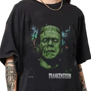 [Sale up to 30%] Frankenstein Vintage Bootleg Style T-Shirt, Gift For Women and Men Graphic Unisex T-Shirt, Cotton Fabric Tee