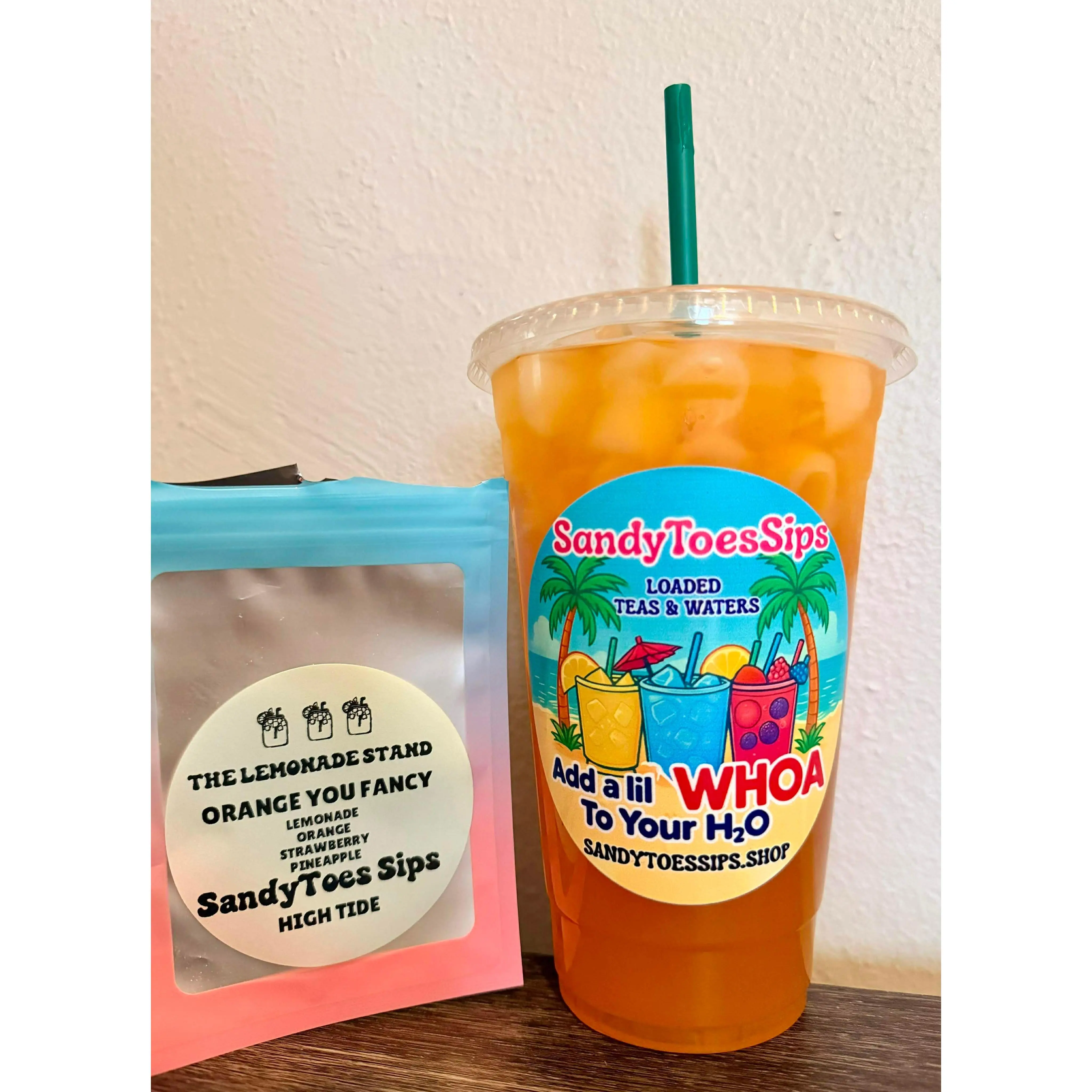 SandyToes Sips Orange You Fancy Sugar-Free Gluten-Free Loaded Tea & Water Beverage with Pineapple, Strawberry Flavors