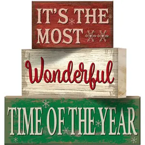 3pcs Snowflake Wood Strip Ornaments - Christmas Winter Desktop Decorations - Beautiful and Compact Tray Decorations - Suitable for Home, Bedroom, Living Room, Kitchen Display