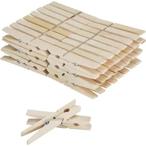 Wooden Clothes Pins,50 Pack, 2.9 Inch, Large Natural Birchwood Rust, Moisture Resistant Clothes Pegs, Heavy Duty Clothespins,Clothes Pins for Craft, Clips for Pictures Artwork Decor beaded flowers