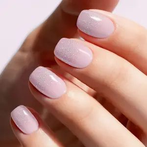 Coquette Aesthetic Semi Cured Gel Nail Strips | 20+6 PCS with Top Coat Pen | Lavender Shimmer | Includes 6 Trial Strips to Try | 5-Min UV Cure | OAUEE