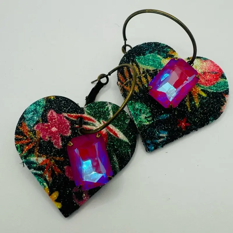 Leather floral Earrings