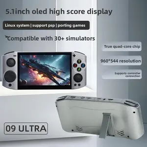 09 Ultra Handheld Gaming Console, 5.1in HD Display, Dual-Player Support, Stand-Included Video Game Console