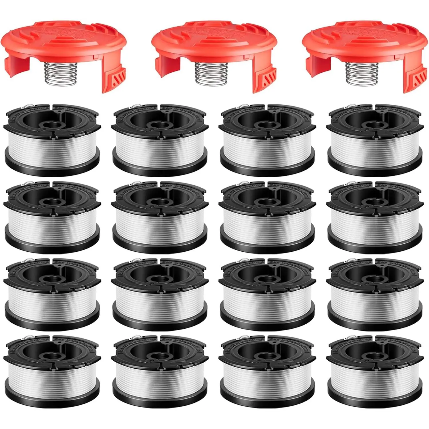 19 count AF-100 Weed Eater Spools Compatible with Black and Decker String Trimmer, 0.065'' AFS Automatic Feed Replacement Spool, 16 count Trimmer Spools(450ft Total), 3 count RC-100-P Trimmer Cap and Spring