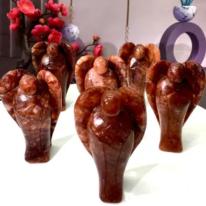 Fire quartz Carved angel Natural material each angel color and crystal will have a slight error, we will choose the best delivery