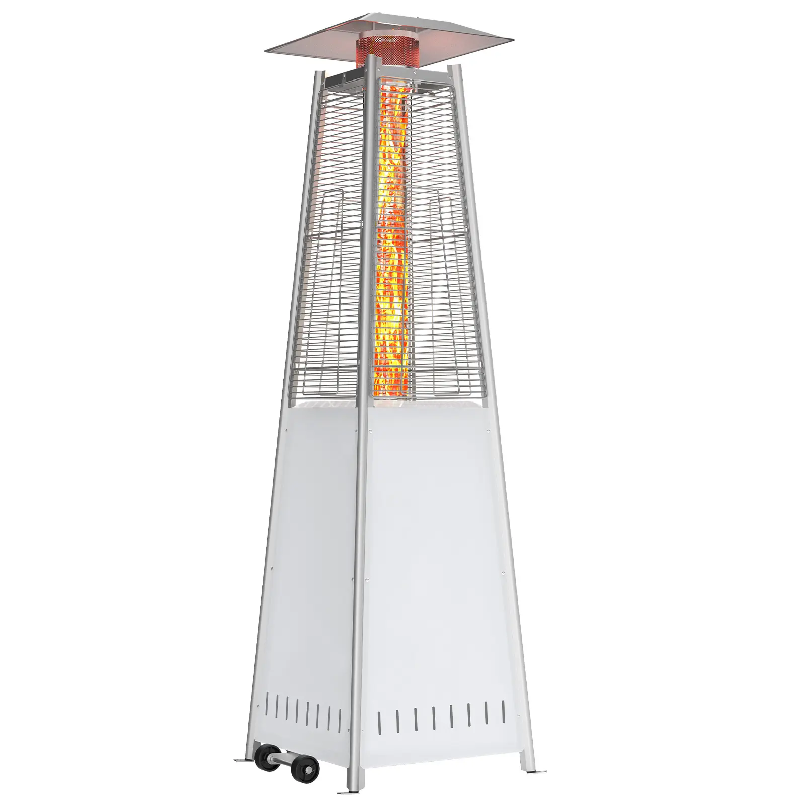 Patio Heater, 48,000 BTU Outdoor Propane Heater with Quartz Glass Tube, Cover, Ignition & Wheels — Freestanding Gas Heater for Backyard, Deck & Patio